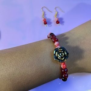 Handmade Beaded Bracelet and Earring set
